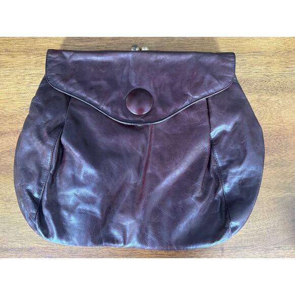 Hobo International Handbags - Vintage Y2K Hobo International Chocolate Brown Leather Foldover Clutch